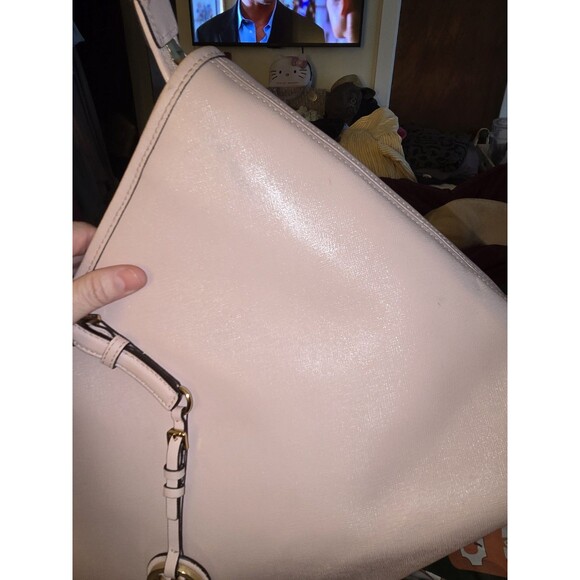 Michael Kors Jet Set Travel Laptop Carryall Tote Saffiano Leather Blush Large - Picture 7 of 16